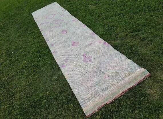 Vintage Turkish hallway rug 78x351 cm