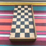 Old ladies game box - backgammon vintage wood fold box