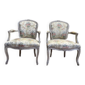 Pair of Louis XV style cabriolet armchairs