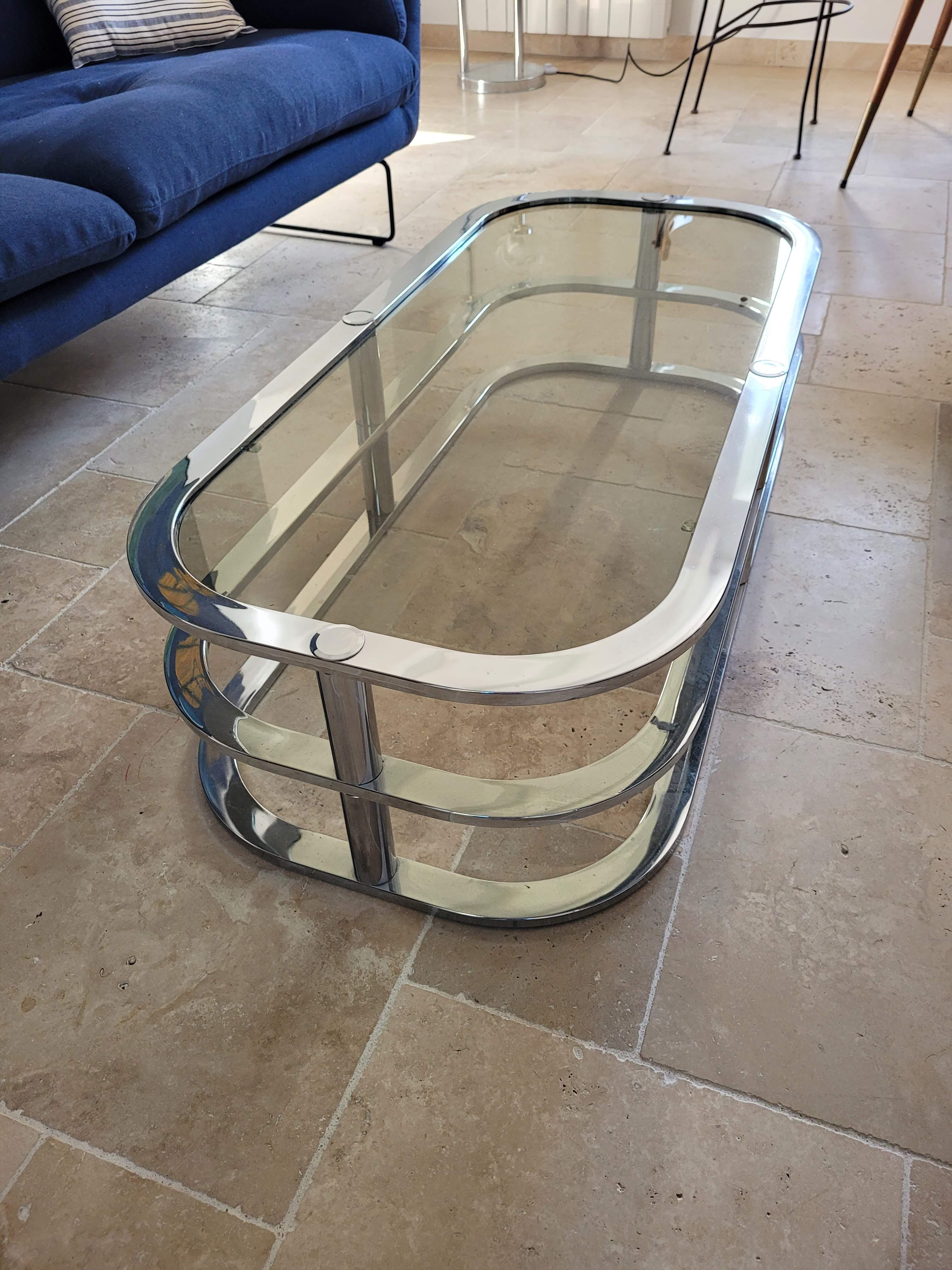 70s chrome coffee table