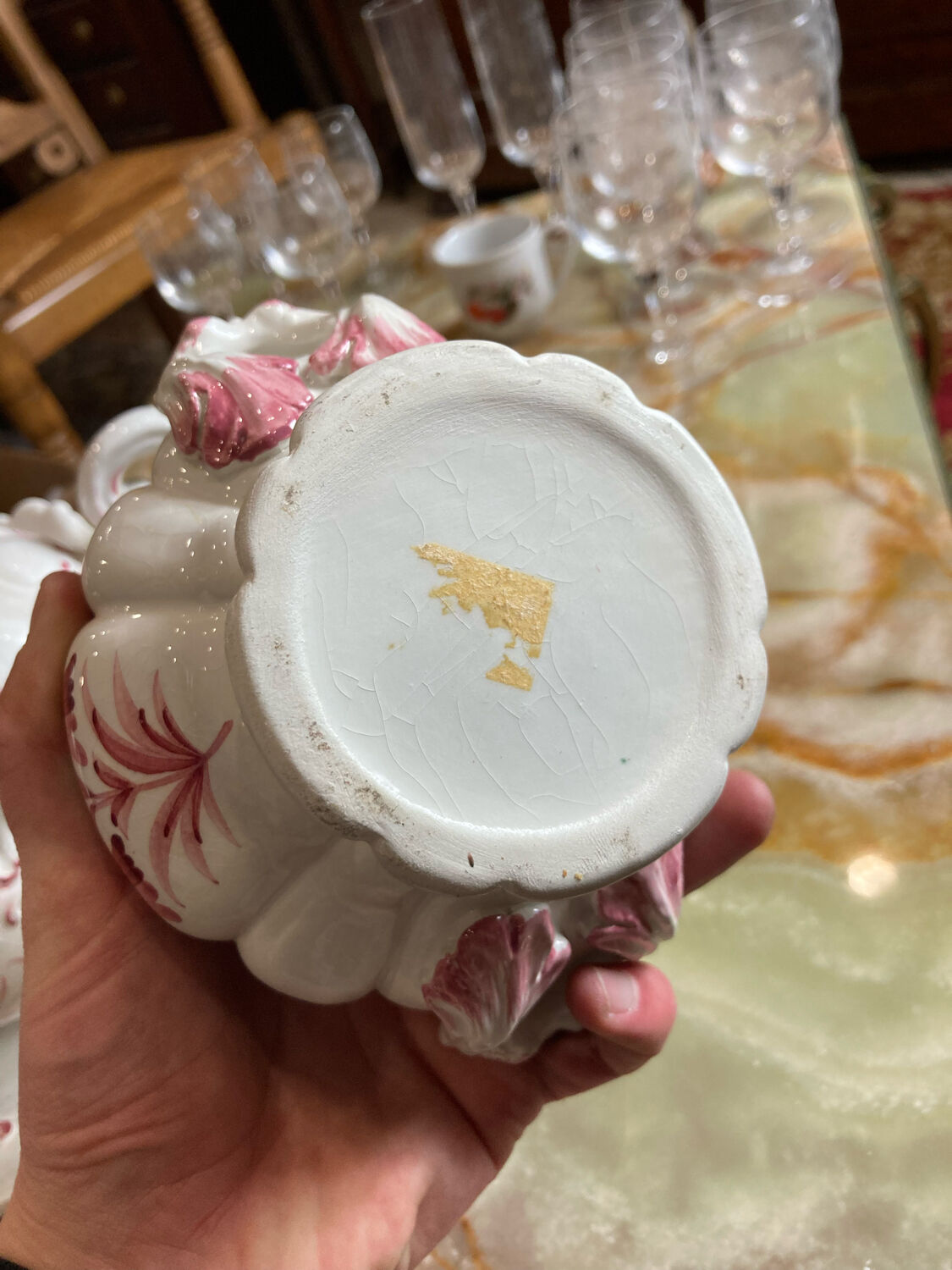 Porcelain and sugar slip tureen