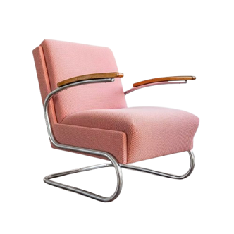 Fauteuil Fonctionnaliste Chromé S411 Par W. Gispen Pour Mücke Melder, 1930s