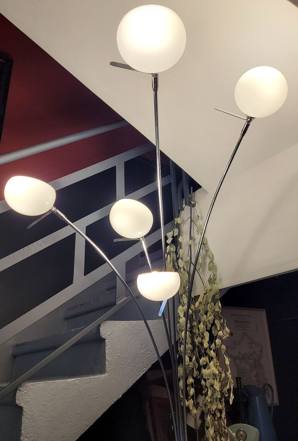 Lily of the valley floor lamp 5 opaline globes