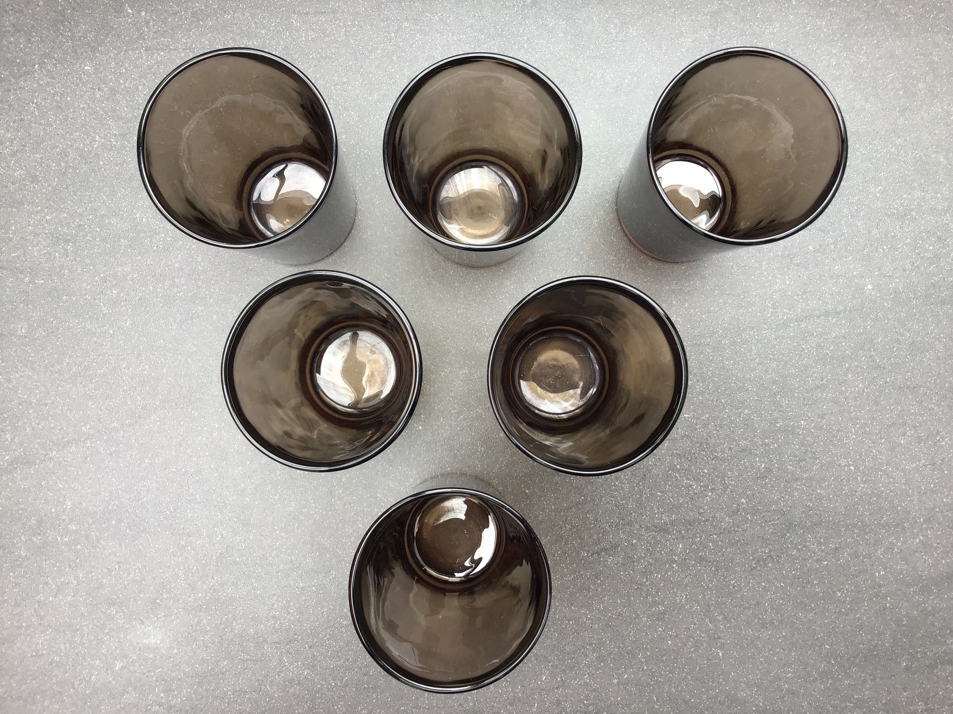 Set of 6 glasses glasses Vereco smoked brown color