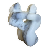 Marble statuette dated and signed F. Gelhausen "Embraced Nude"