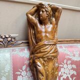 PAIR OF PAINTED PLASTER CONSOLES IN THE LOUIS XVI STYLE