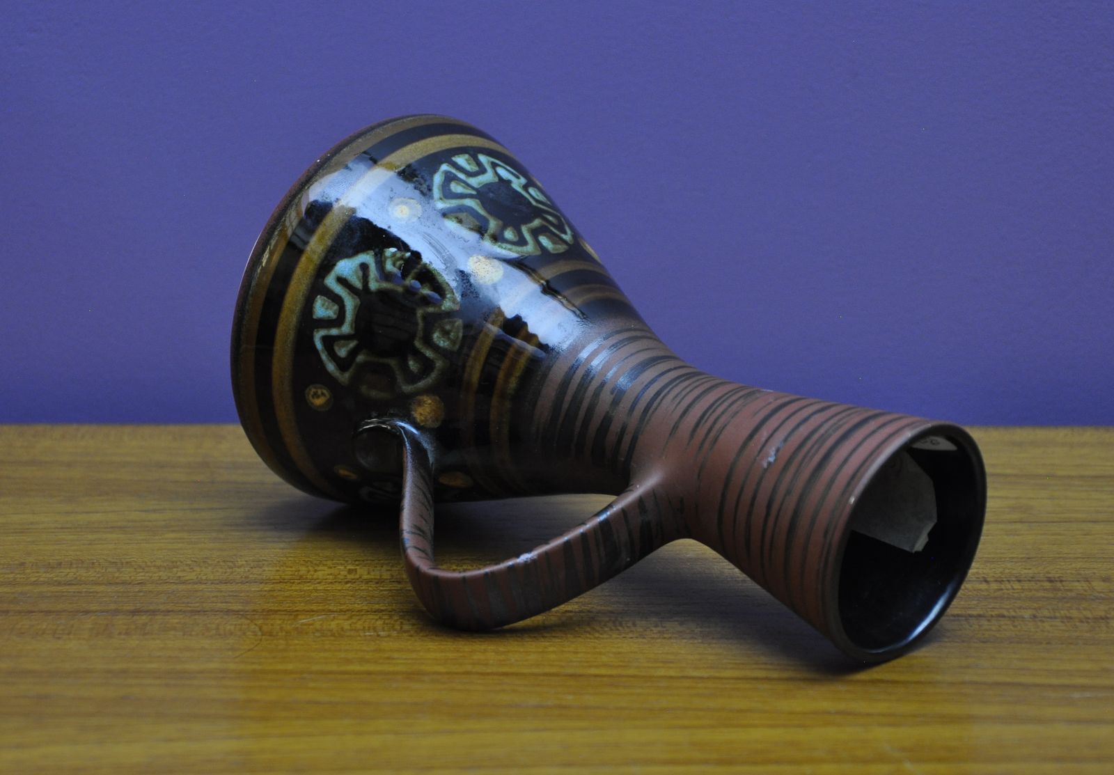 Hand-painted pitcher in porcelain West German art pottery