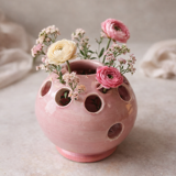 Charming ceramic enamelled flower picture, signed Louviers DK, production