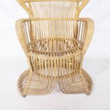 Fauteuil design en rotin des années 1970 « Peacock Throne » par Rohe Noordwolde