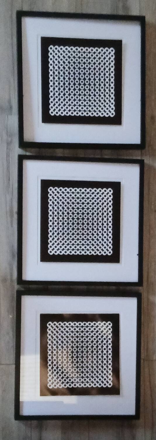 Vintage Optical Art Triptych - Victor Vasarely - Frames 40x40cm