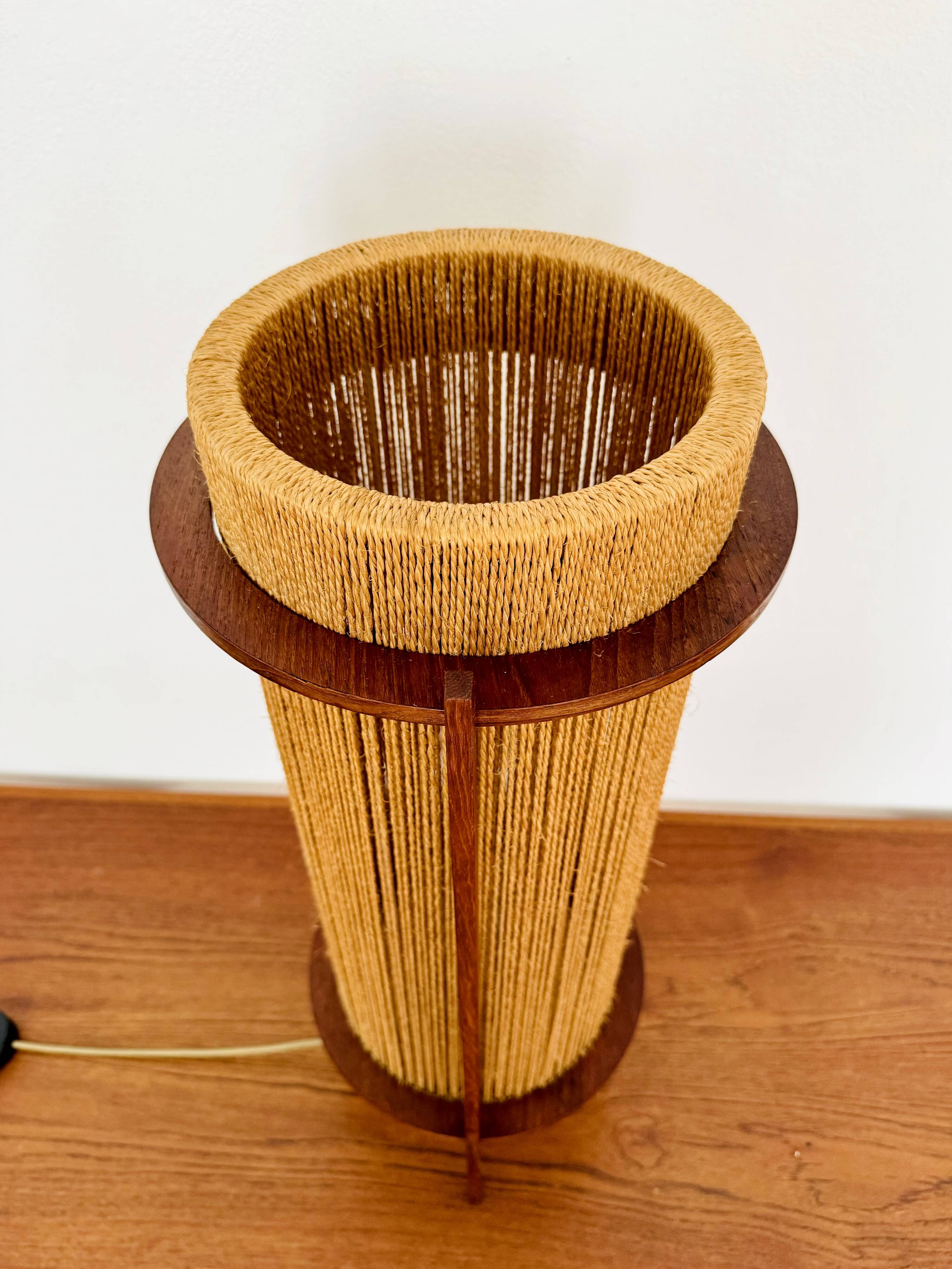 Danish Sisal and Teak Floor or Table Lamp by Ib Fabiansen for Fog and Morup