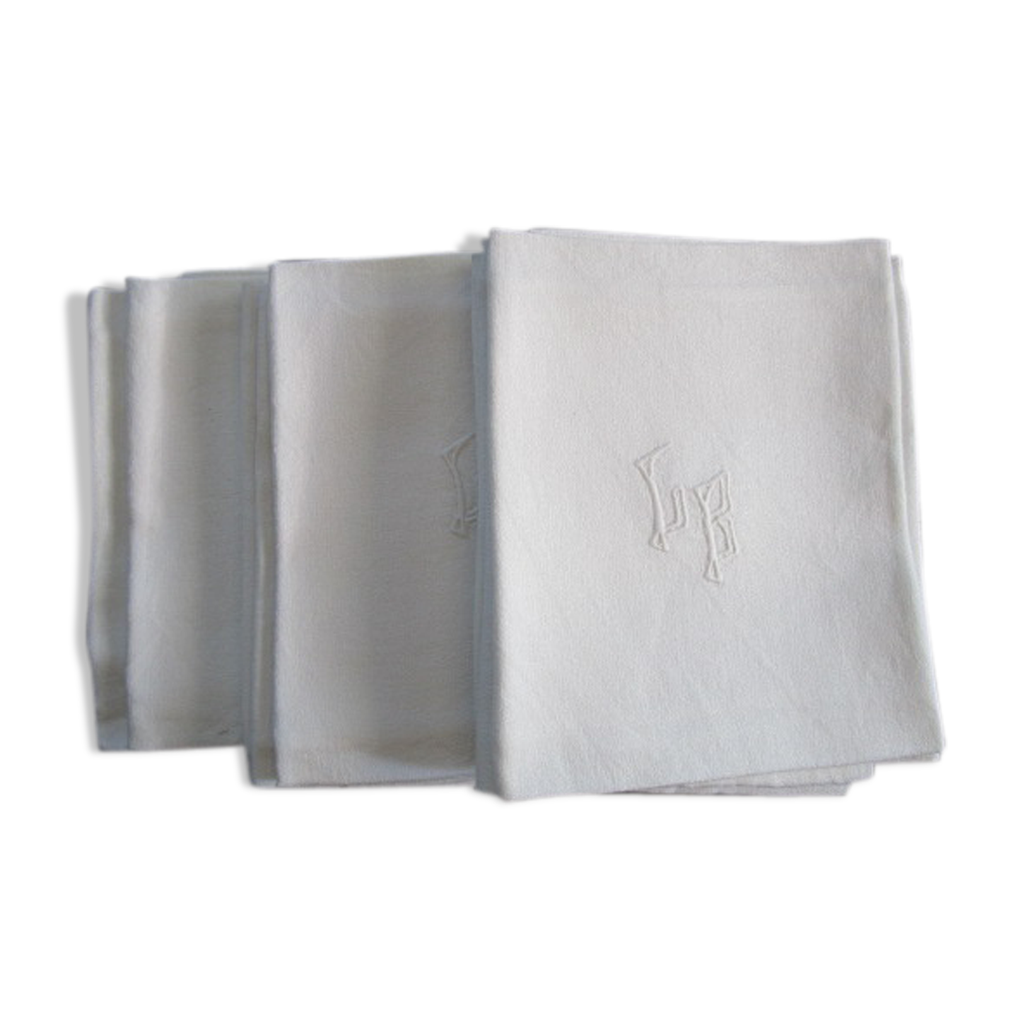 12 large old damask towels, monogrammed:60x50cm