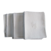 Set de 12 grandes serviettes anciennes damassées monogrammées
