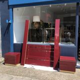 Eric Maville Acrylic Brass Burgundy Double Bed only 1970s