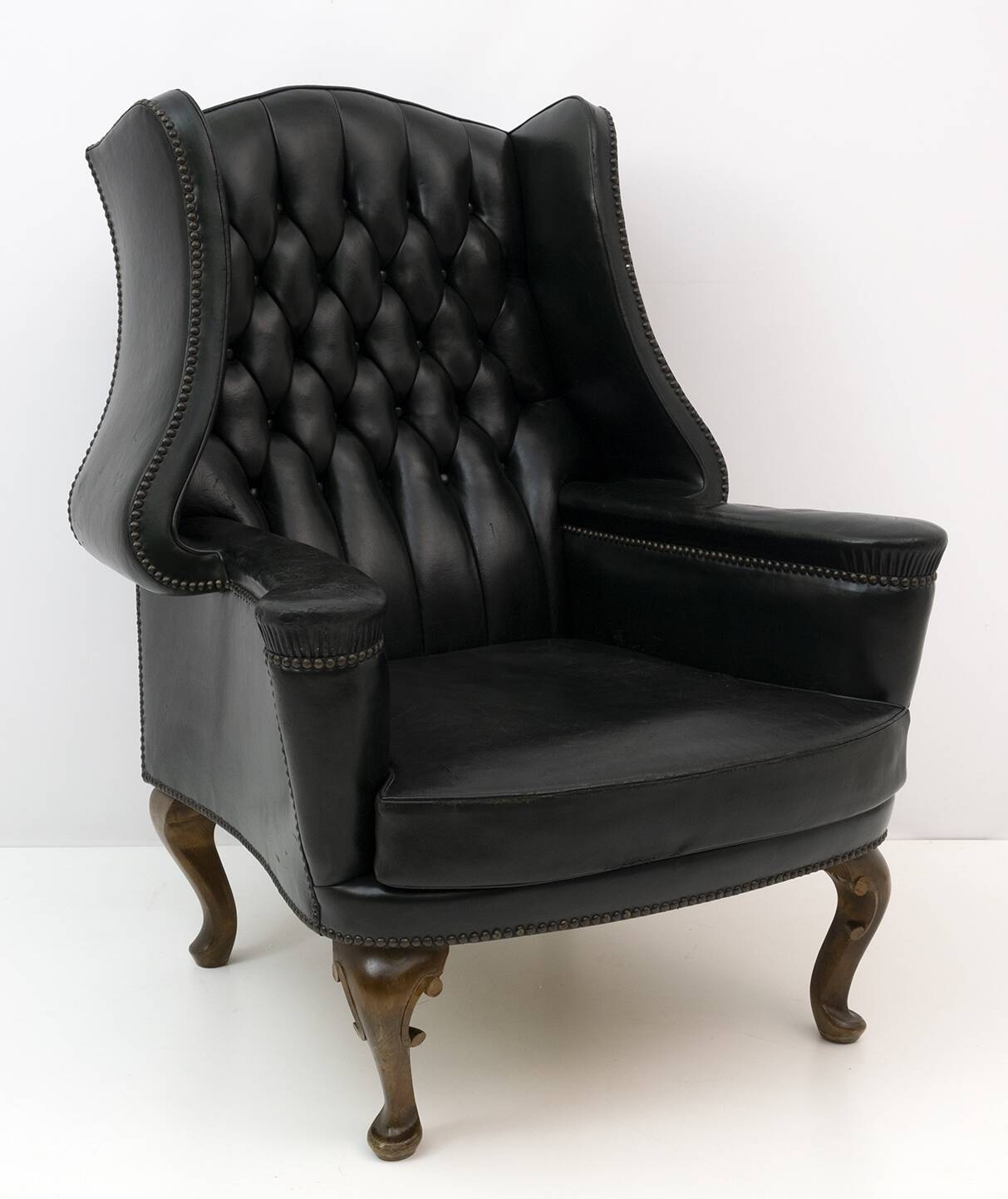 Georgian Style Rare Original Chesterfield Leather Armchair, 1950s