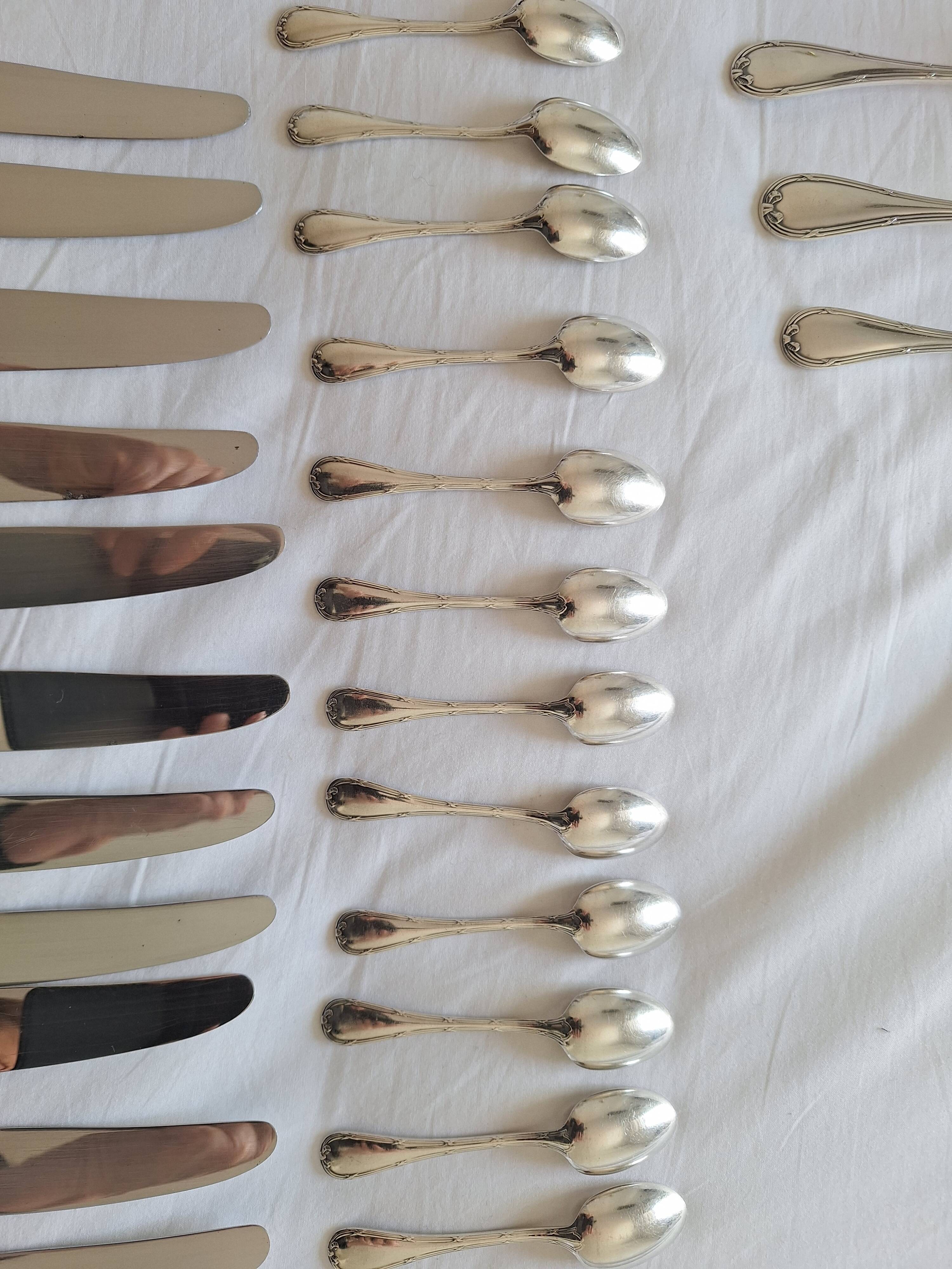 Christofle Rubans Cutlery Set - 133 pieces in silver-plated metal