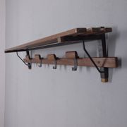 Vintage 1960s wall coat rack in metal and wood, italian design