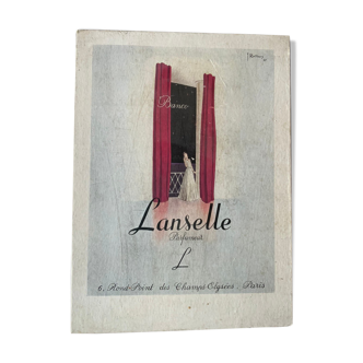 Publicité cartonnée Lanselle parfumeur de Rottiers 1946