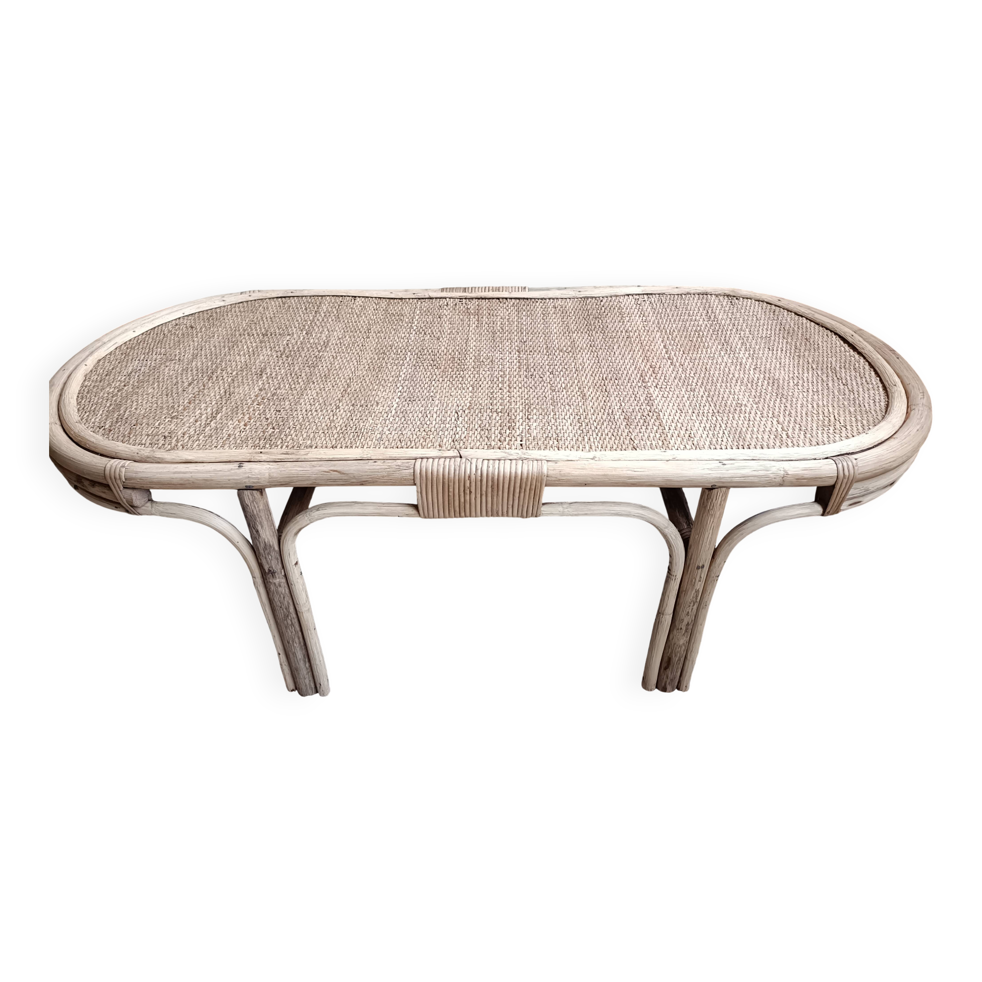 Refurbished rattan coffee table
