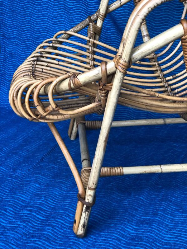 Fauteuil en rotin et osier ancien