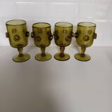 Verre craquelé soufflé bouche vert olive