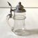 Bohemian crystal beer mug with chiseled pewter lid