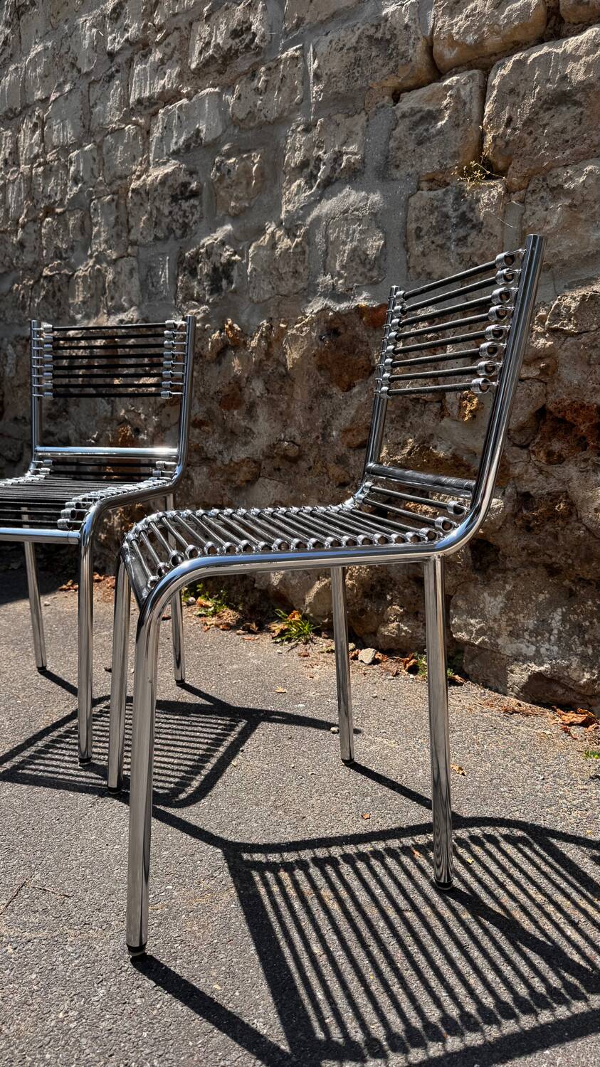 Pair of chrome Sandow chairs by René Herbst