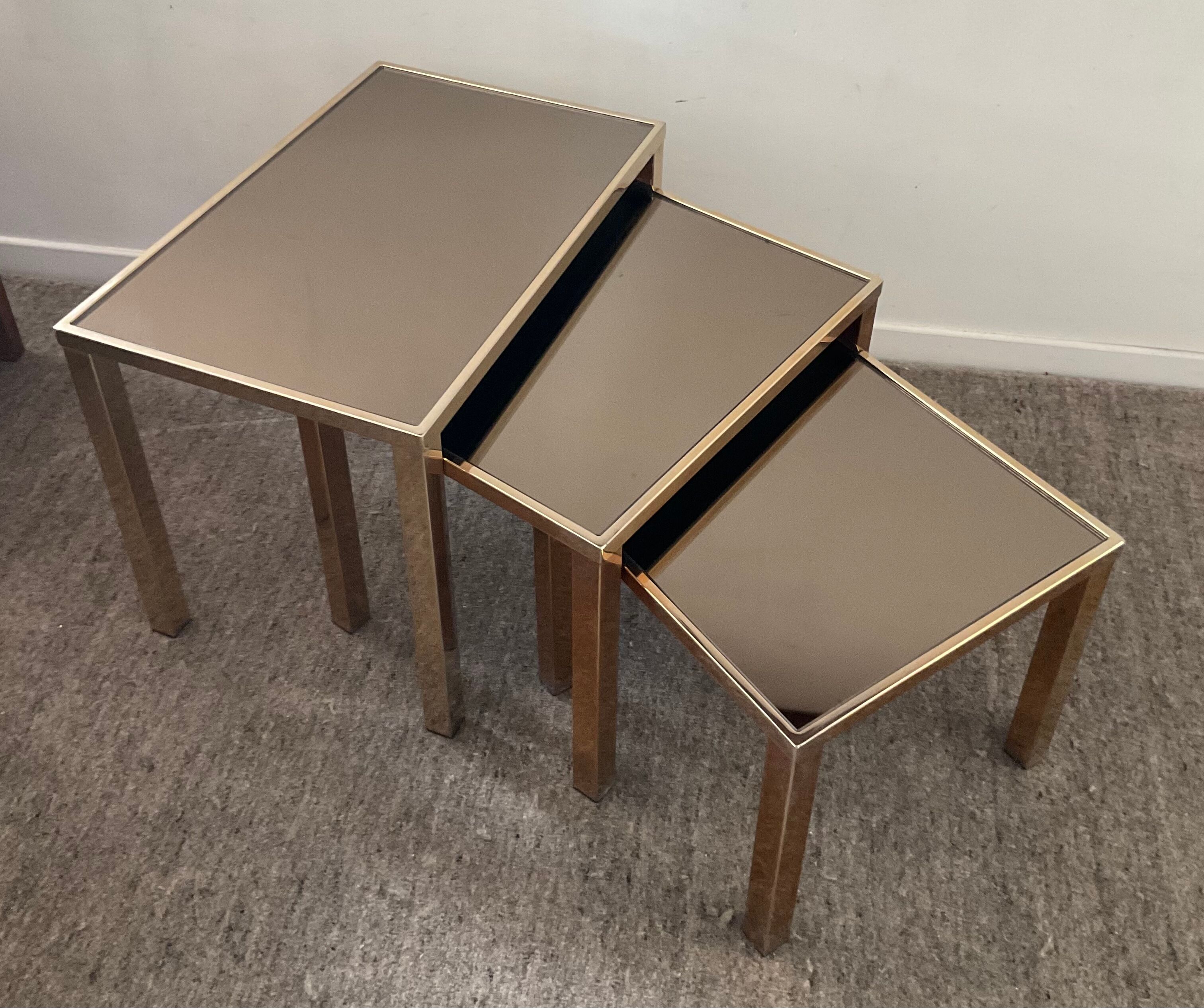 Series of 3 Belgo Chrom trundle tables from the 70s