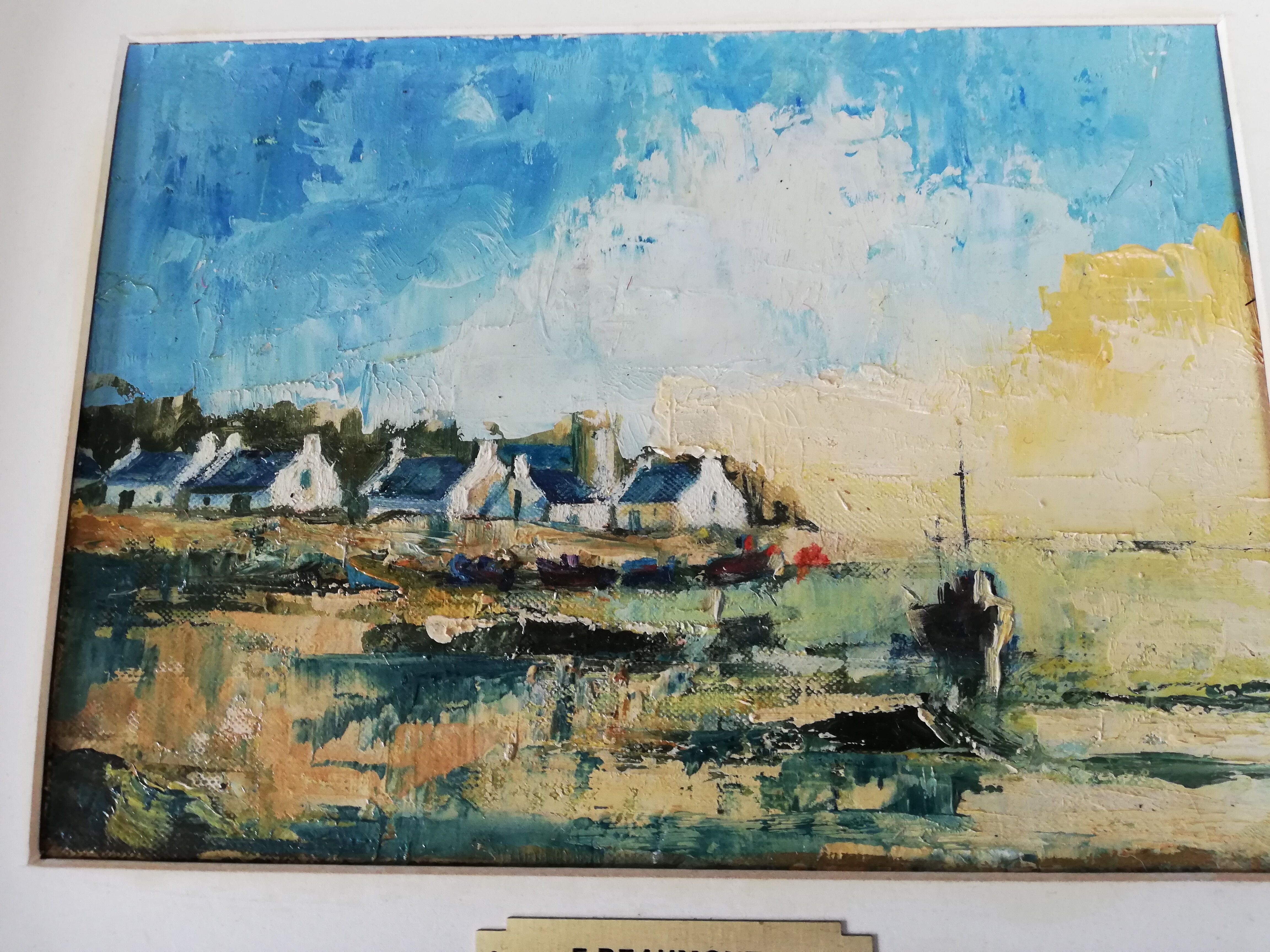 Tableau peinture sur carton Morbihan F. Beaumont
