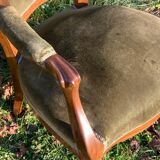 Armchair Voltaire Louis Philippe in wood green velvet XIX