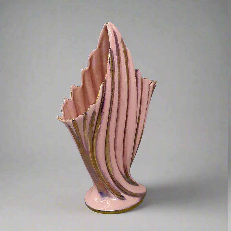 1960s Astonishing Pink and Gold Vase by SICAS Limited Edition. Made In Italy