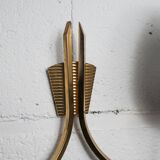 Pair of 1960 opaline and brass wall lights from Italy