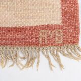 Scandinavian Mid-Century Flat Weave Rug by Anne-Marie Boberg. 202 (218 incl. the fringes) x 129 cm