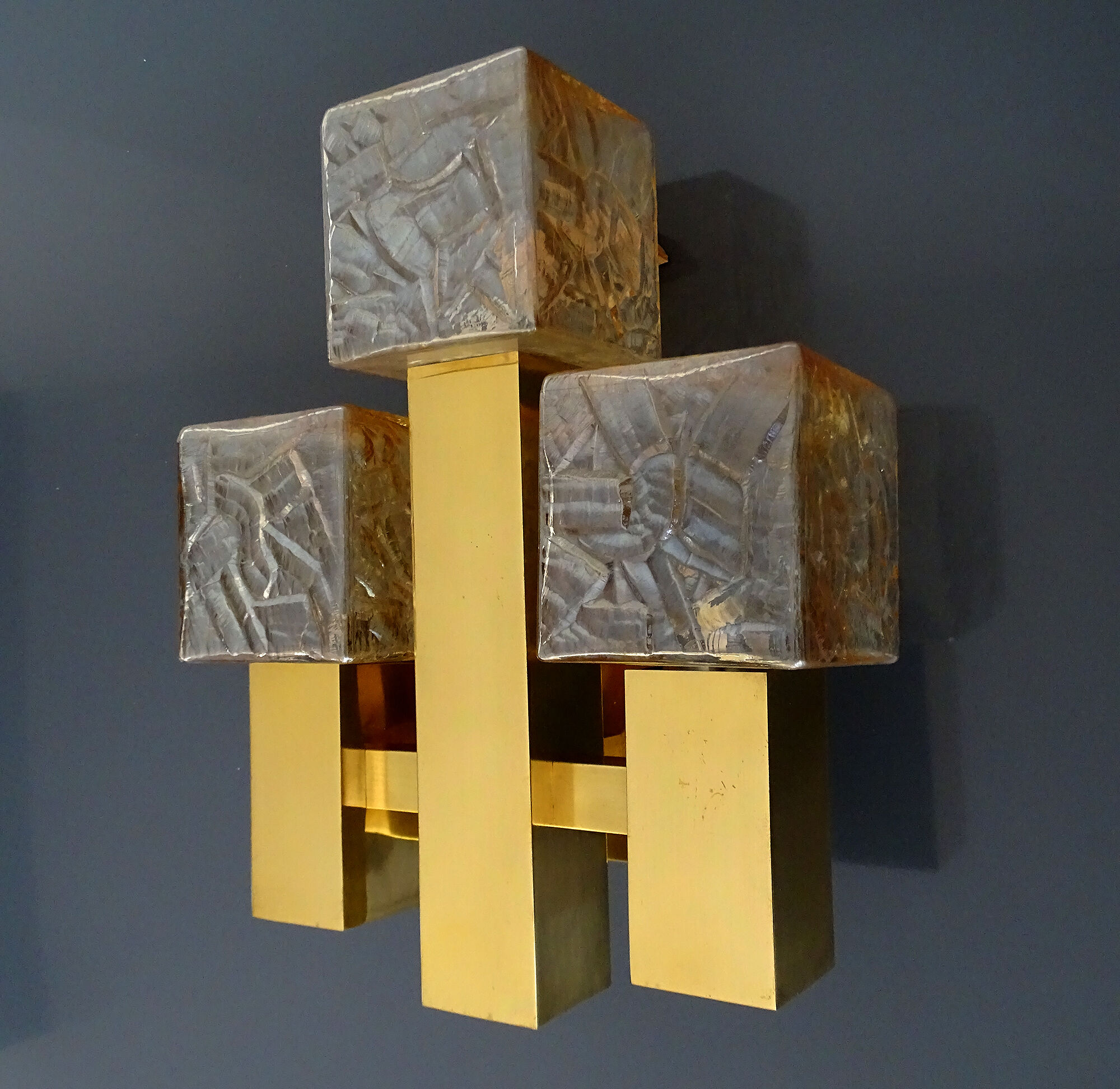 Vintage wall lamp Kalmar Austria, brass glass, 60s