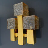 Vintage wall lamp Kalmar Austria, brass glass, 60s