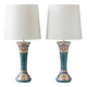 Pair of hand-painted ceramic table lamps in Dutch Art Nouveau–Art Deco style, 1910–1917.