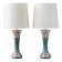 Pair of hand-painted ceramic table lamps in Dutch Art Nouveau–Art Deco style, 1910–1917.