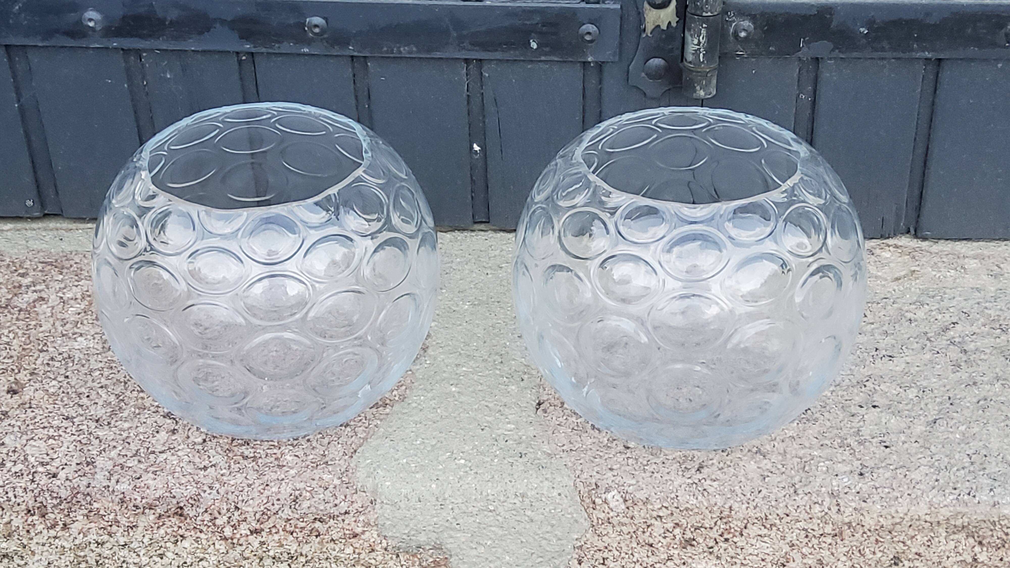 Pair of glass ball vases from the 70