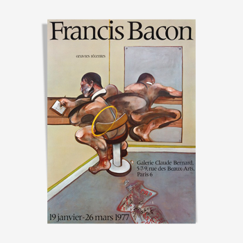 Francis bacon - affiche offset lithographie - galerie claude bernard, 1977