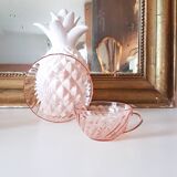 6 Rosaline LUMINARC pink glass tea cups and saucers made in France