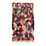Tapis berbère Boucherouite vintage à losanges multicolores 173x146cm