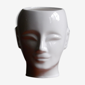 Head-shaped pot cover / vintage of the 70s ceramic