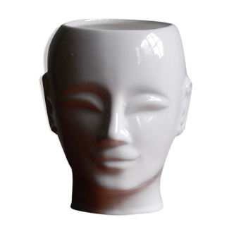 Head-shaped pot cover / vintage of the 70s ceramic