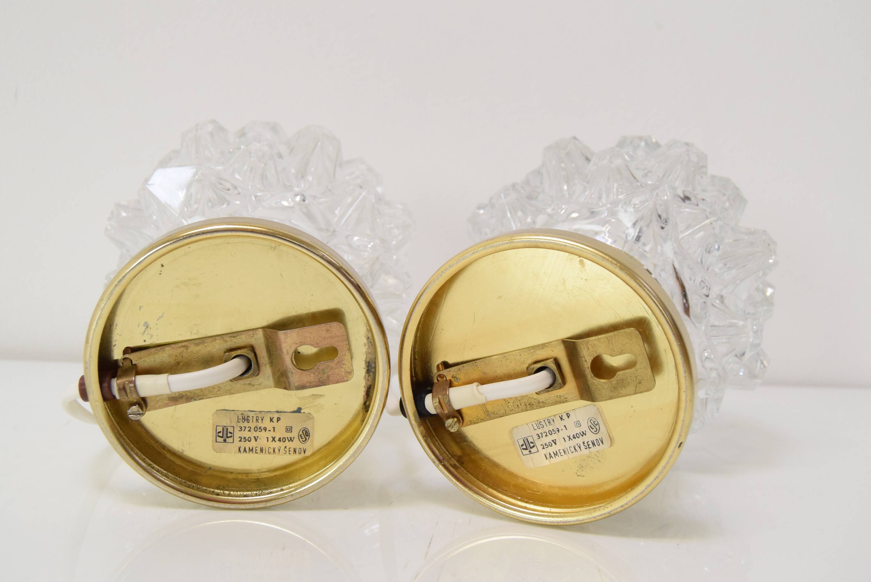 Pair of Design Table or Wall Lamps by Preciosa, Kamenicky Senov, Czechoslovakia, 1960's.