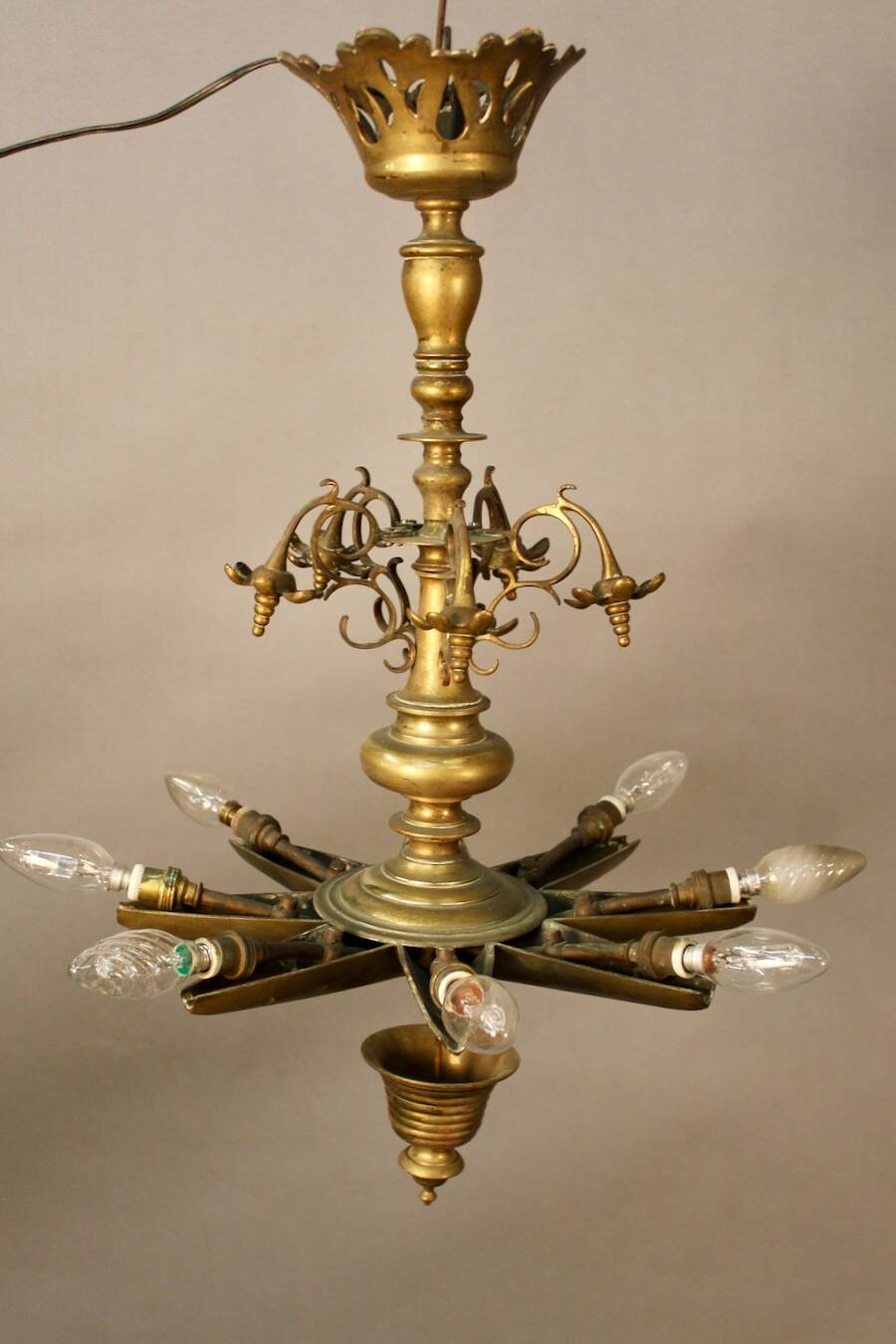 19th Century Bronze Synagogue Chandelier