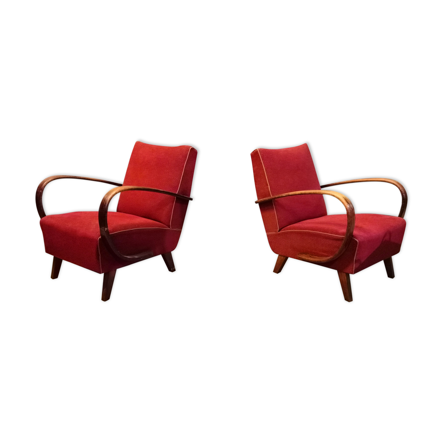 Pair of H 410 armchairs by Jindřich Halabala for Up Zavody