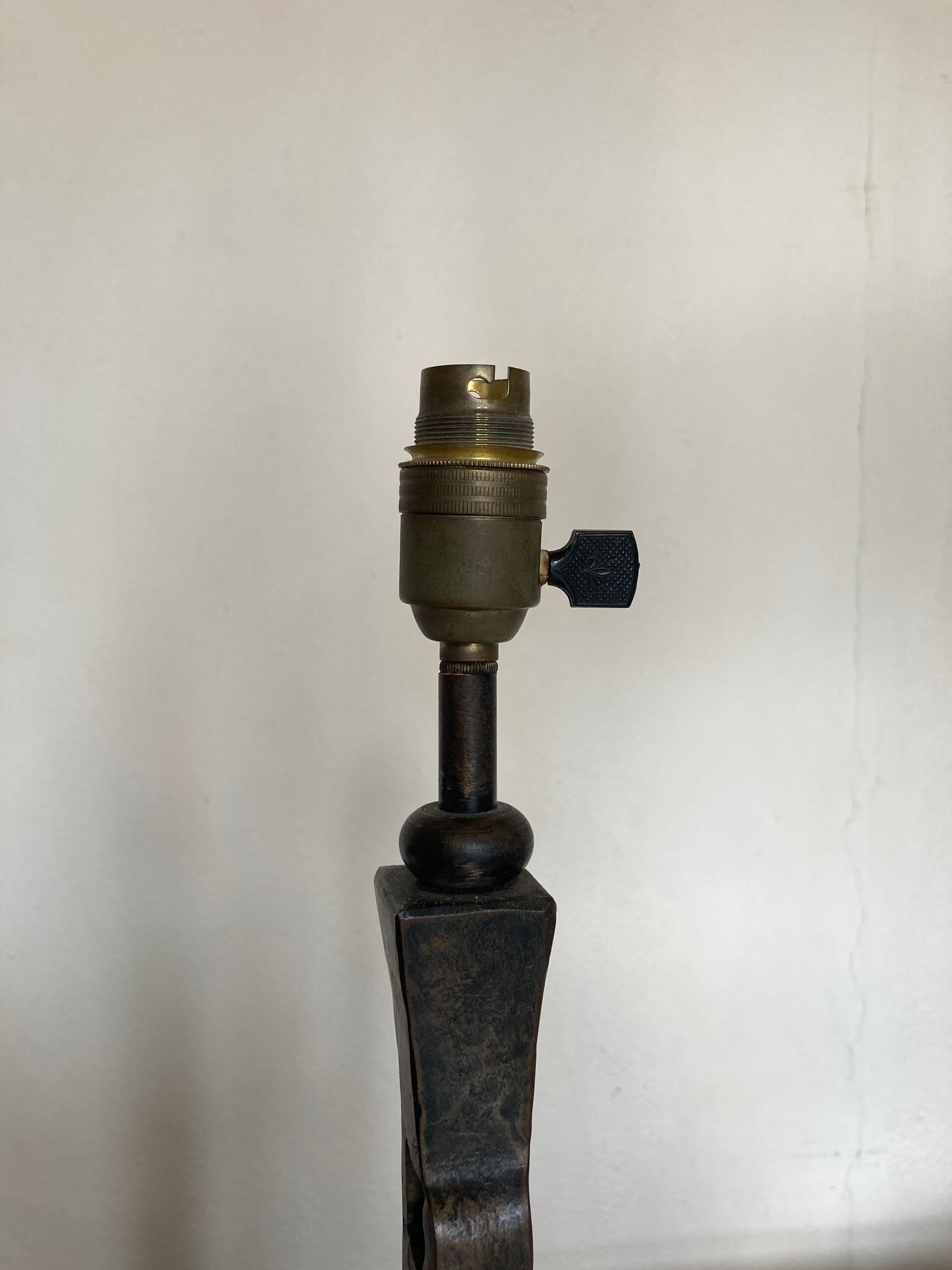 Beaten iron lamp 1970 brutalist