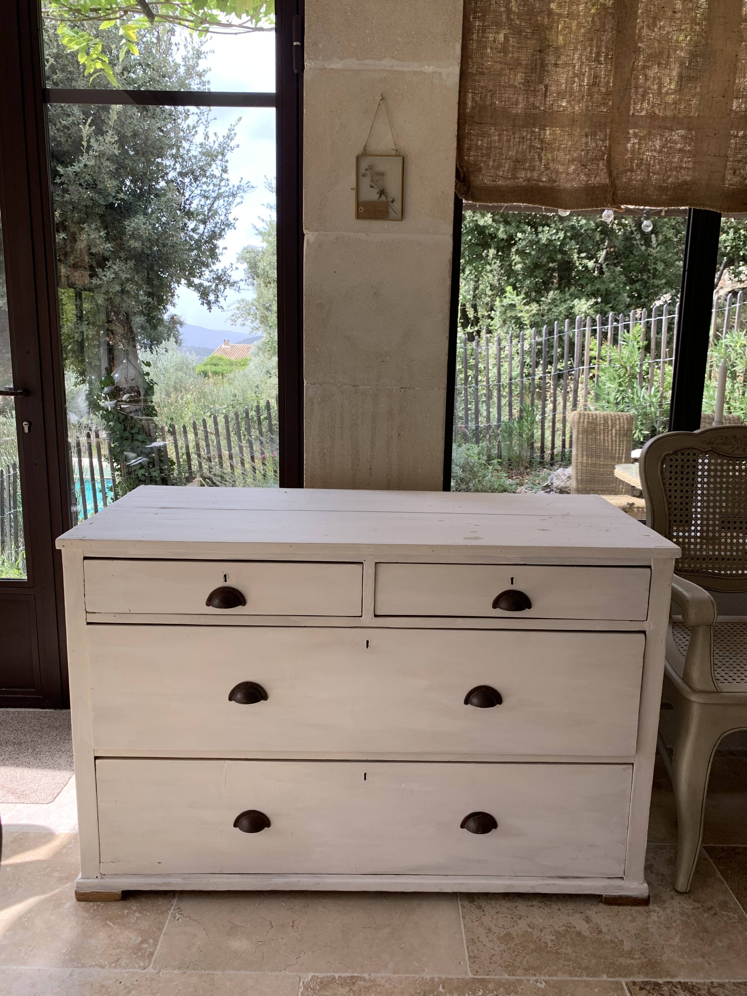 Charming old country sideboard painted in lime white