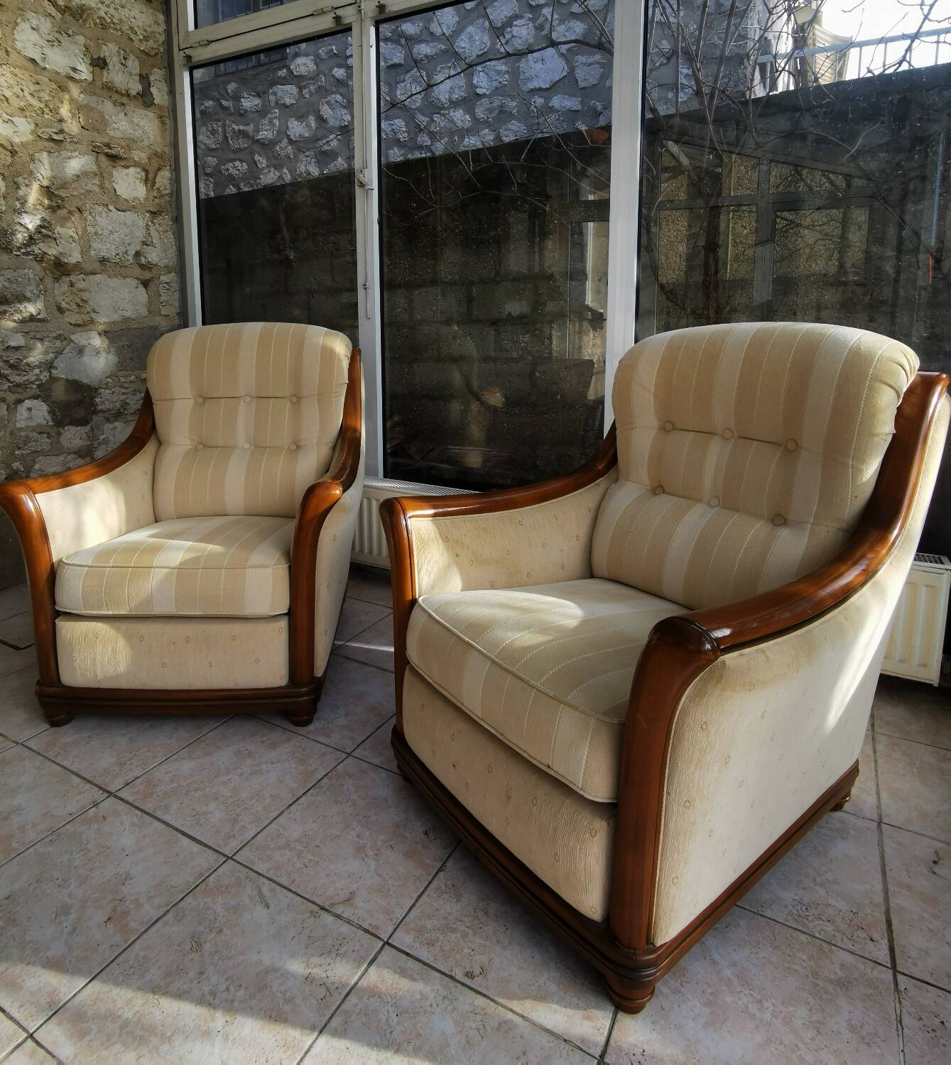 Pair of signed Jacques Leleu armchairs