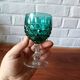 2 vintage cut glass coloured stemmed glasses